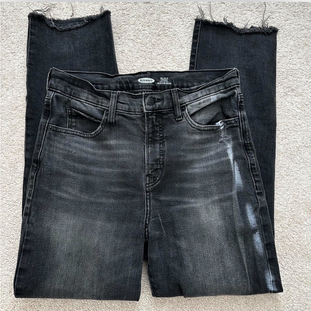 Old Navy Dark Gray Sky-Hi Straight Jeans